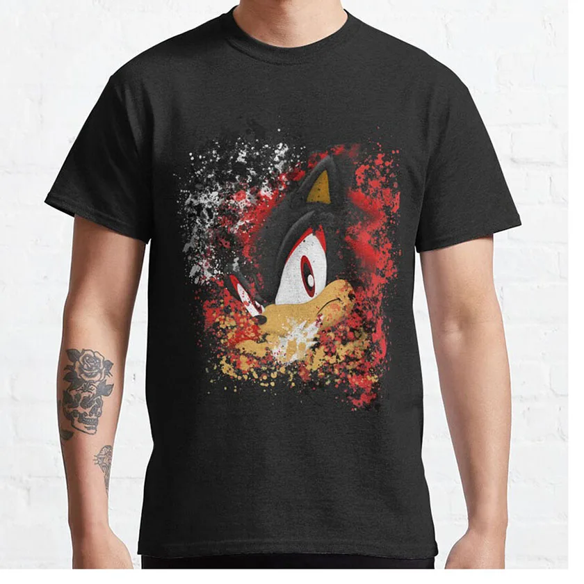 

Vintage Retro 90s kawaii anime Shadow the hedgehog game graphic t shirts 100% cotton printed Men's clothing large size tops