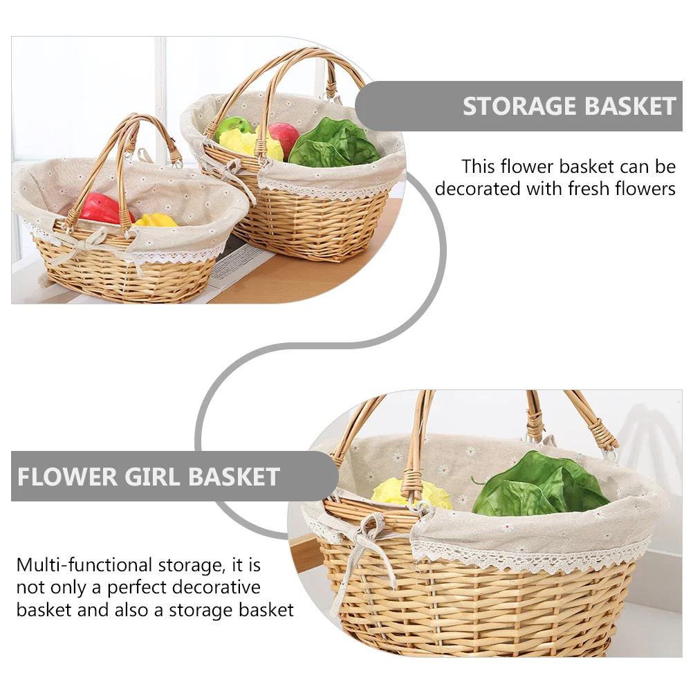 Backpack Picnic Basket Shopping Backpacks for Girls Small Wicker with Handle Cloth Mini Vegetable