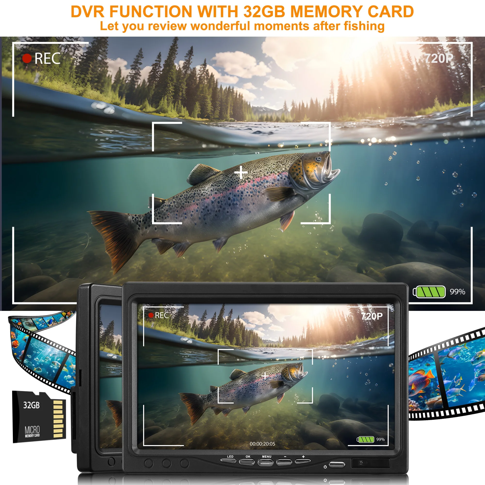 Imagem -03 - Moqcqgr Ice Fishing Câmera com Dvr Ip68 Impermeável 8336hd & 1080p Câmera para Mercadorias de Pesca Presente do Homem