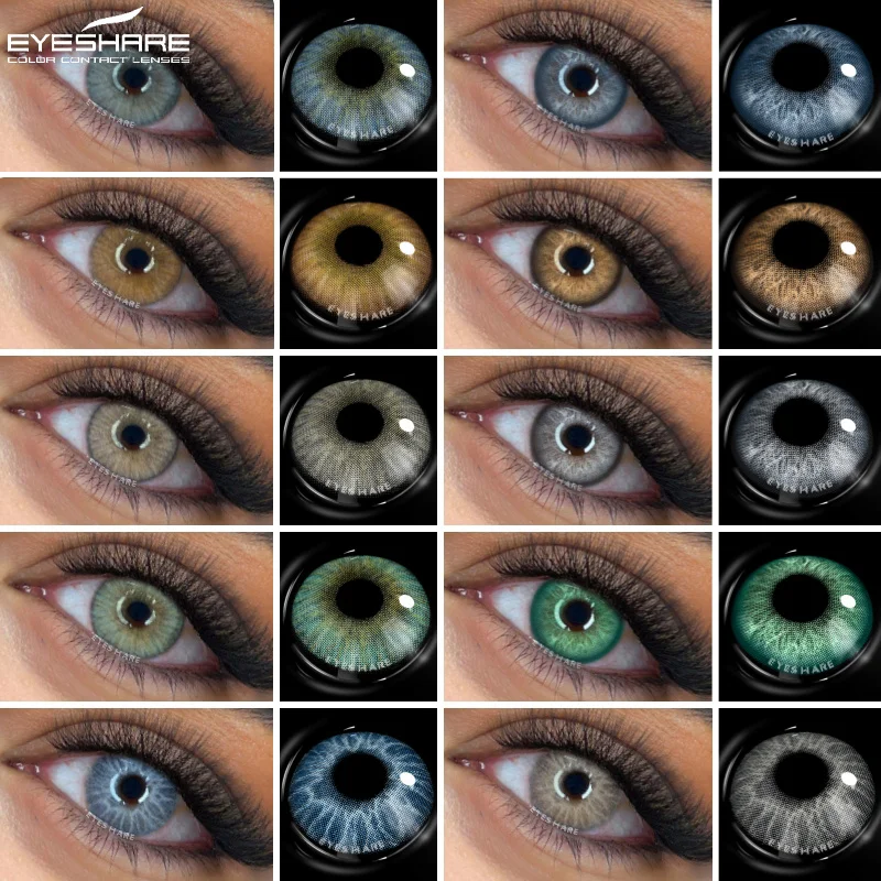 EYESHARE 1pair Colored Contact Lenses for Eyes Gray Eye Pupils Blue Eye Lenses Brown Contacts Cosmetic Green Lenses Yearly Lens