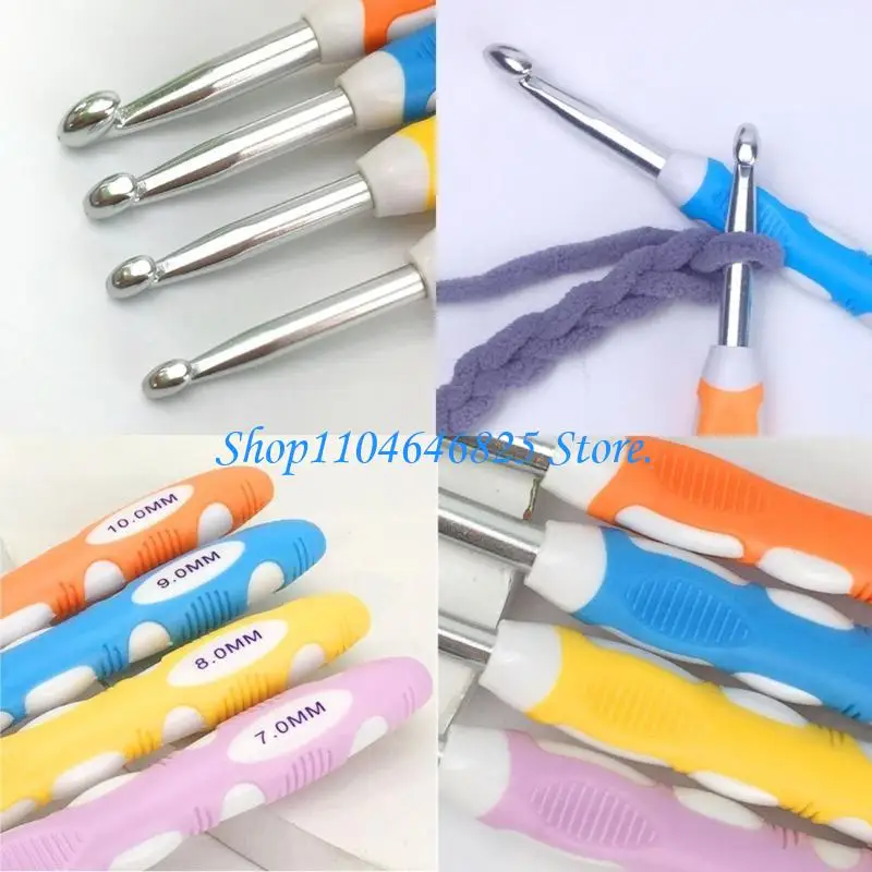 4Pcs Ergonomic Handle Crochet Hook Needle for Beginner Experienced Hobbyist