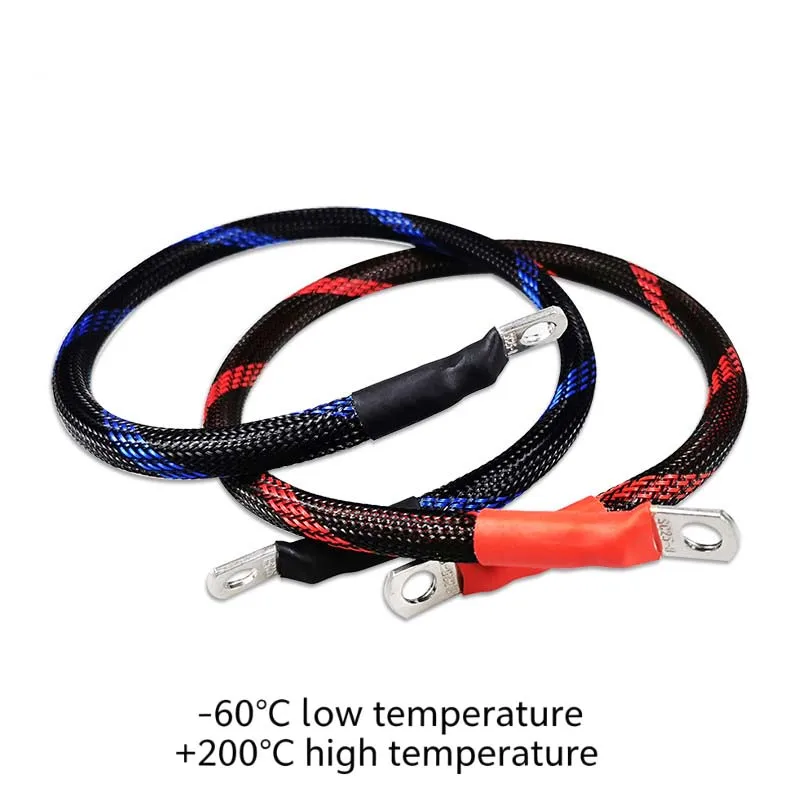 Extra-Soft Silicone-Coated Cable with Mesh Sleeve; Thickened Pure Copper Ground Wire for Automotive Auxiliary Battery, 16 mm²