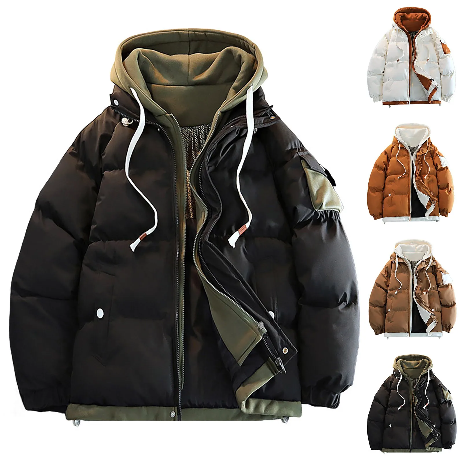 Solid color parkas Trend Style Male Outdoor Winter Coats Teenagers Fall Winter New Cotton Jacket Coat Men Loose Thickened Parka