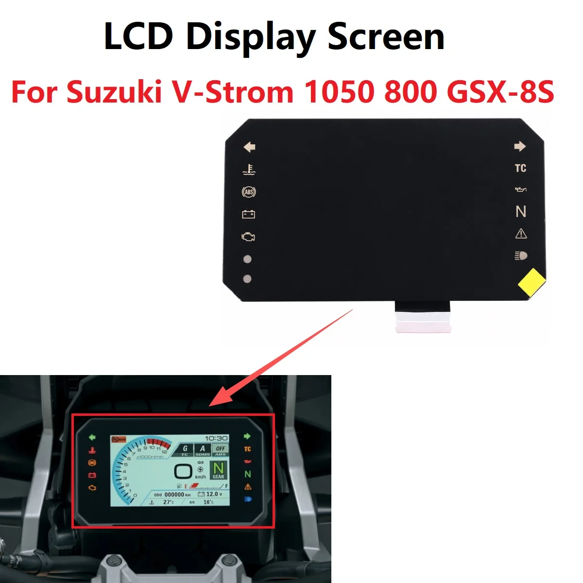 LCD For Suzuki V-Strom 1050 800 GSX-8S 2023-2024 GSX-8R 2024 Year Instrument Speedometer Display Screen Repair Replacement Part