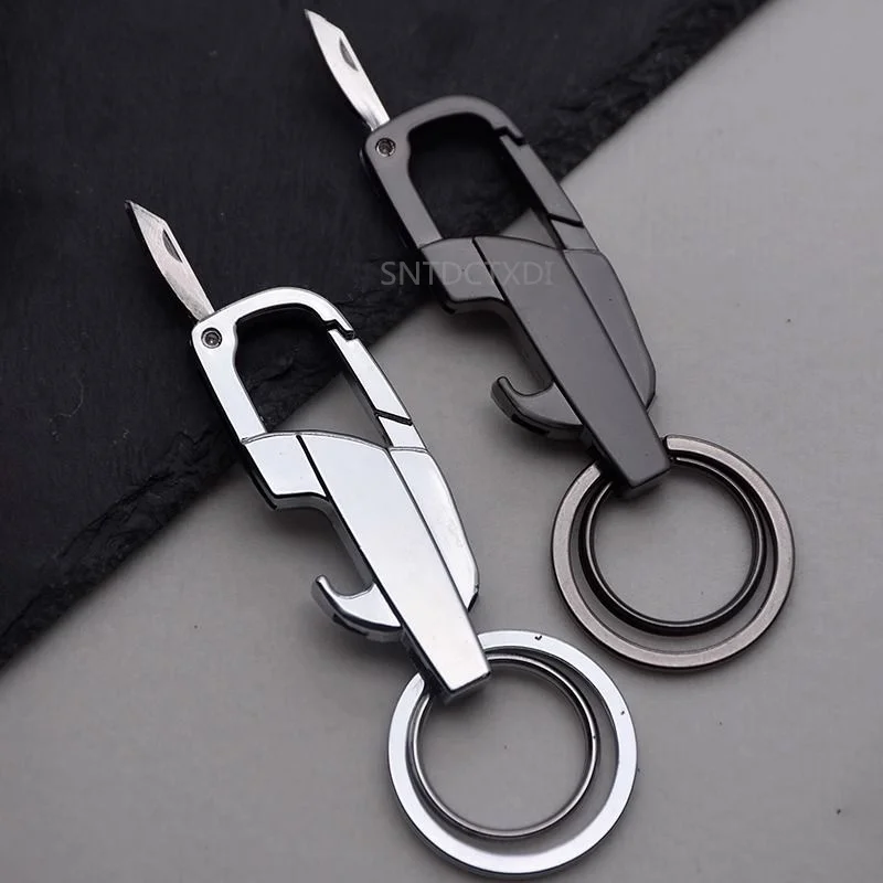 Creative Multifunctional Portable Zinc Alloy Folding Pocket Knives Tools With Car Keychain Ring And Bottle Opener Unusual Design