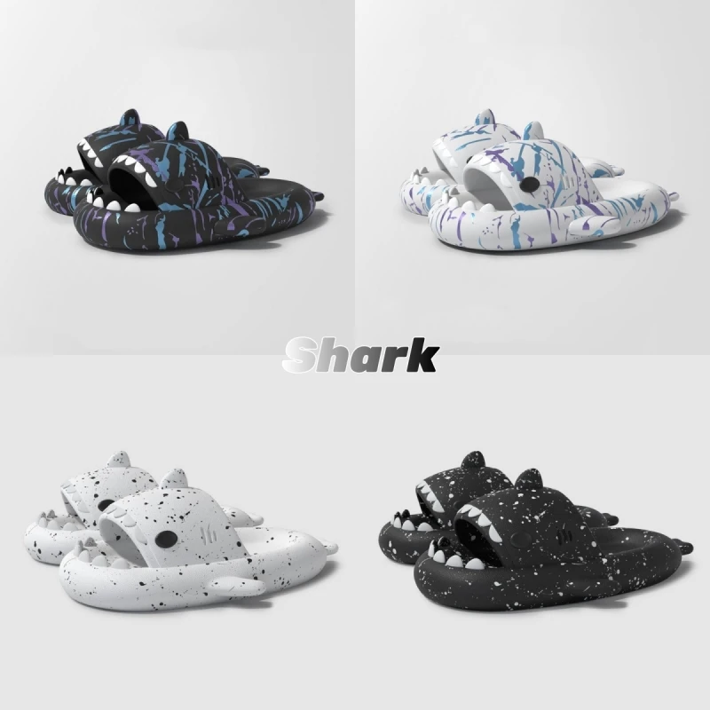 شباشب صيفية على شكل قرش فاسق للرجال والنساء، شرائح إبداعية رائعة للزوجين، صنادل مانعة للانزلاق للبالغين، أحذية الشاطئ #3