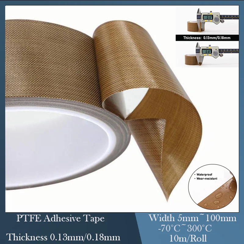 

Width 5~100mm 10M/ Roll PTFE Coated Fabric Tape High Temperature for PTFE Tape Electrical Insulation Tape
