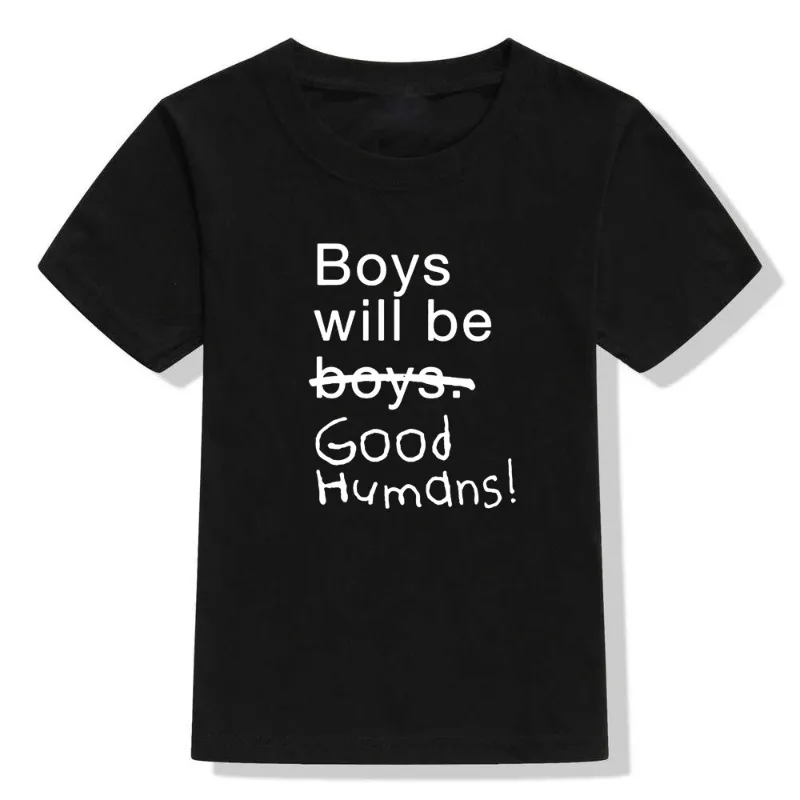 Summer Toddler Kid Boy Clothes Boys Will Good humens Funny Shirt Kids Letter Print Shirt bambini Cute Casual Tops Outwear