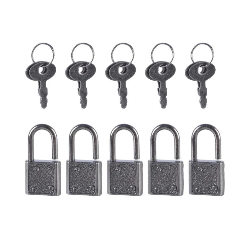 652F 5Pcs Vintage Metal Lock Zincs Alloy Padlock Small Luggage Box Key Lock Notebook Safety Lock Home Hardware