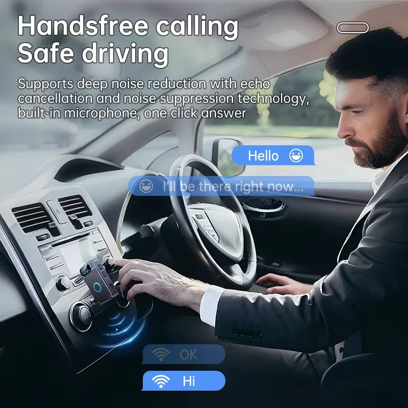 Transmisor receptor 2 en 1 con Bluetooth 5,4, adaptador inalámbrico de Audio de 3,5 MM, AUX, manos libres, para coche, avión y TV