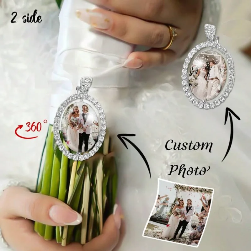 Custom Double-Sided Bridal Wedding Bouquet Pendants Unique Bag And Clothing Ornaments Accessory for Special Occasions