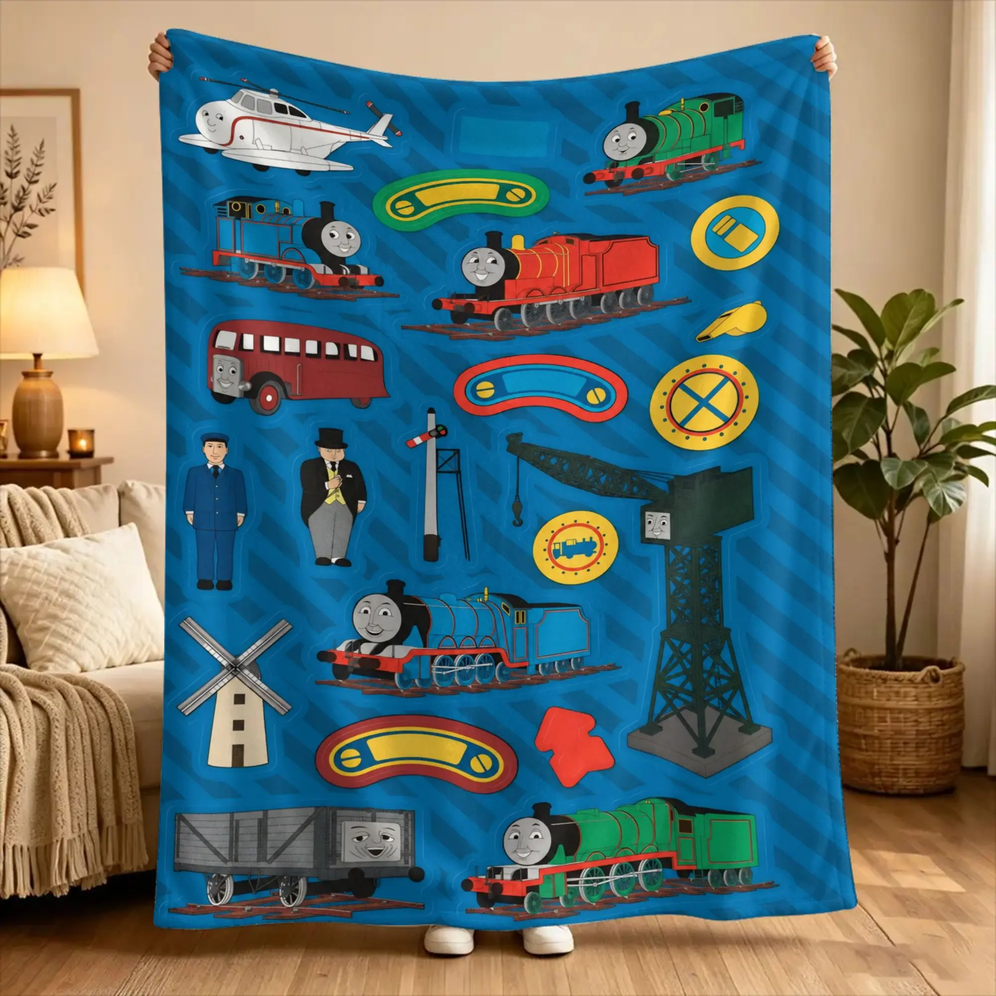T-Thomas The Train Friends Blanket Quality Warm Soft  Throw Blanket Winter Decorative Couch Bed Fashion Bedspread