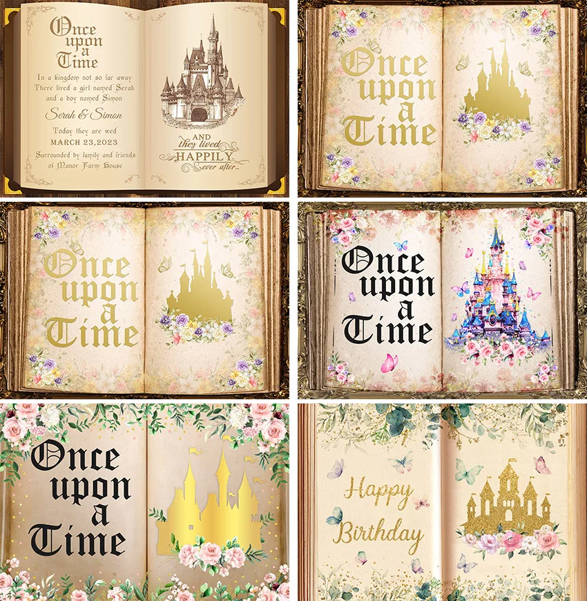 

Photography Background Fairytale Book Castle Storybook Wedding Engagement Bridal Shower Party Decor Backdrop Photo Studio