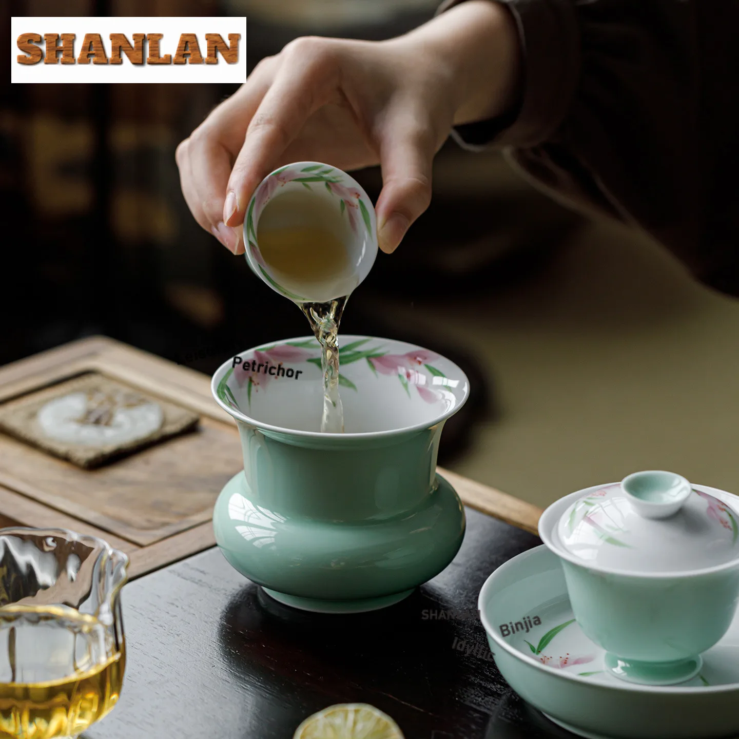 

360 мл чистая ручная роспись лилии керамическая миска для мытья Jianshui чашка для отходов чая бытовая миска для воды резервуар аксессуары для чайной церемонии