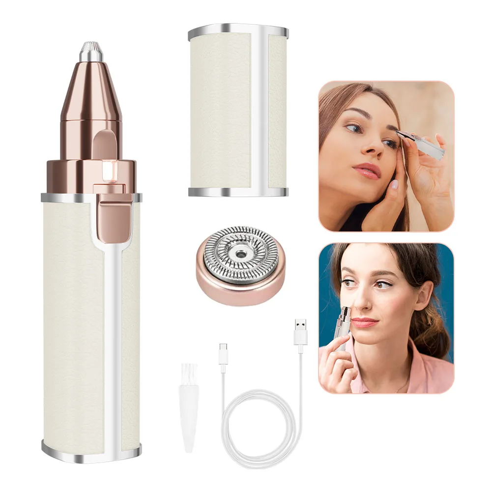 2 in 1 Portable Women Painless Shaver Tool Facial Lipstick Shape Hair Removal Mini Eye Brow Epilator
