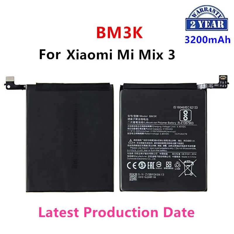 

100% Orginal BM3K 3200mAh Battery For Xiaomi Mi Mix 3 Mix3 BM3K High Quality Phone Replacement Batteries