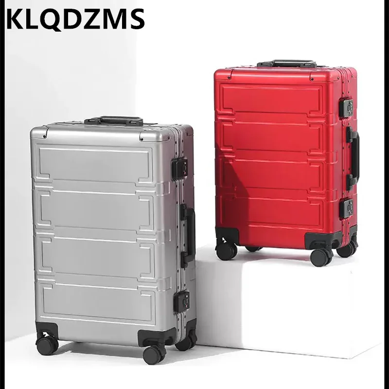 

KLQDZMS Men's Luggage Bag All Aluminum Magnesium Alloy Boarding Box Large Capacity Trolley Case 20"24"28 Inch Travel Suitcase