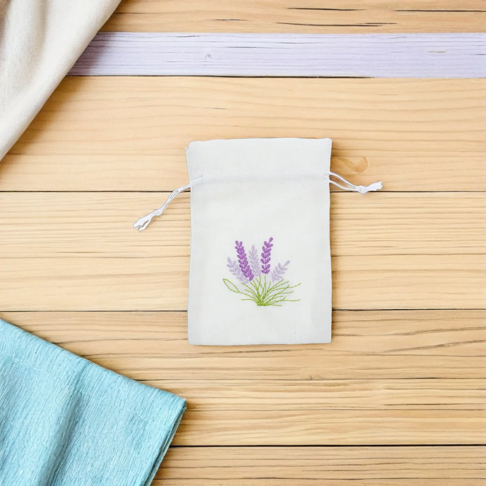 8Pcs Empty Small Drawstring Sachet Bags For Craft Projects Decor Lavender Pattern Pouches Dried Flowers