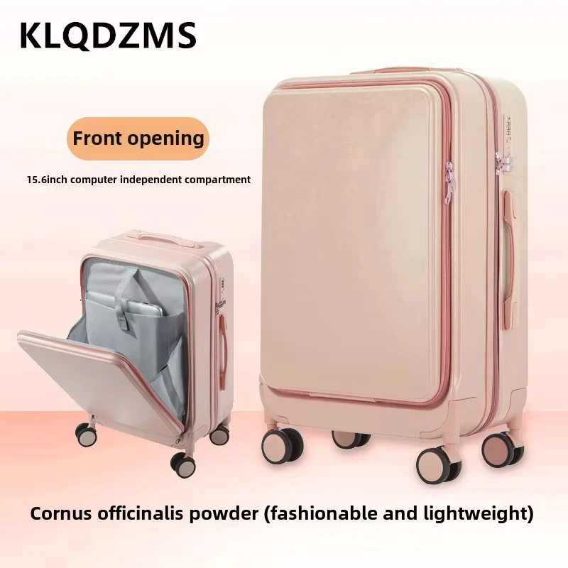 

KLQDZMSMultifunctional Suitcase 20"22"24"26 Inch Front Opening Trolley Case USB Charging Boarding Case ABS+PC Rolling Luggage