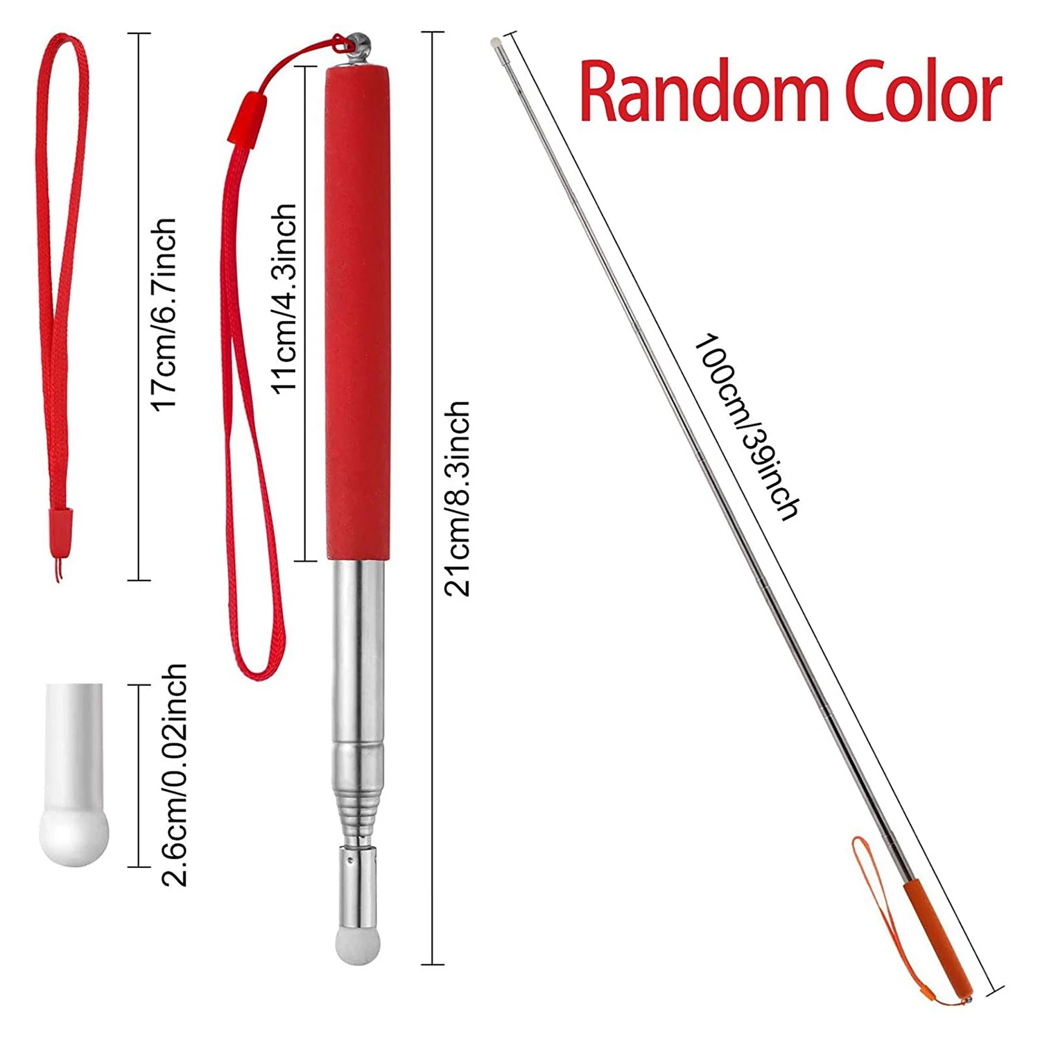 4Pcs Telescopic Pointer Stick with Hand Lanyard Teacher Pointer for Classroom Retractable Pointer Whiteboard Pointer