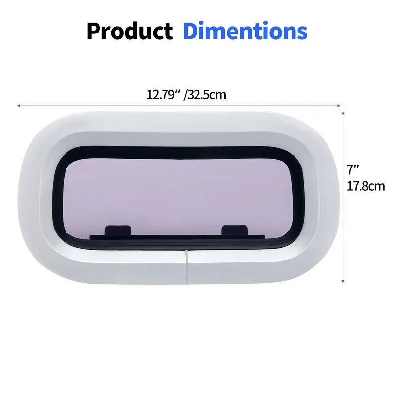 Rectangular Marine Porthole Window Yacht Boat RV Camper Van Sunroof Hatch Watertight Deck Port Light Accessories Black