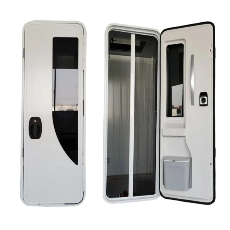 European RV door, Chase trailer middle door with sunshade insect net trash can, upper door