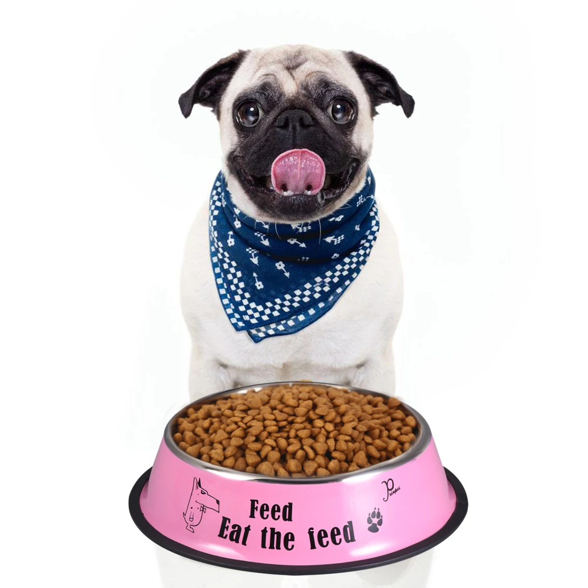 

Non-Slip Stainless Steel Pet Bowl Dog Cat Feeder Rust Resistant Durable Food Utensil For Golden Retriever Large Pink