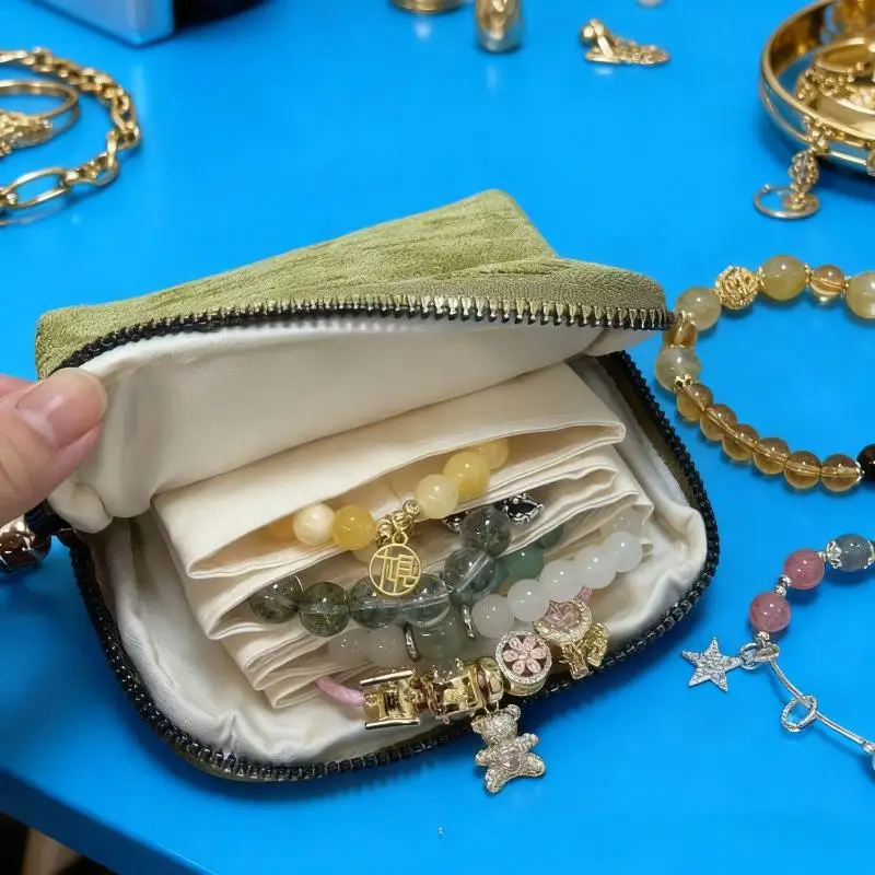 

Портативный дорожный футляр для украшений, 5-слойная сумка для хранения ювелирных изделий, бархатный мешочек для часов, браслетов и колец