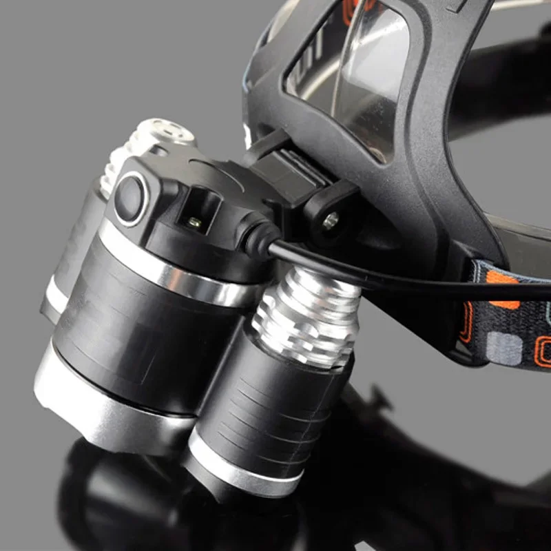 Torcia frontale a LED ad alta potenza 18650 con batteria ricaricabile 90 °   Torcia regolabile per illuminazione esterna, campeggio, pesca, escursionismo