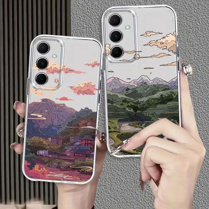 

Beautiful landscape art For Samsung Galaxy S26 S25 S24 S23 S22 S21 S20 S10 Lite FE Edge TPU 5G Transparent Phone Case