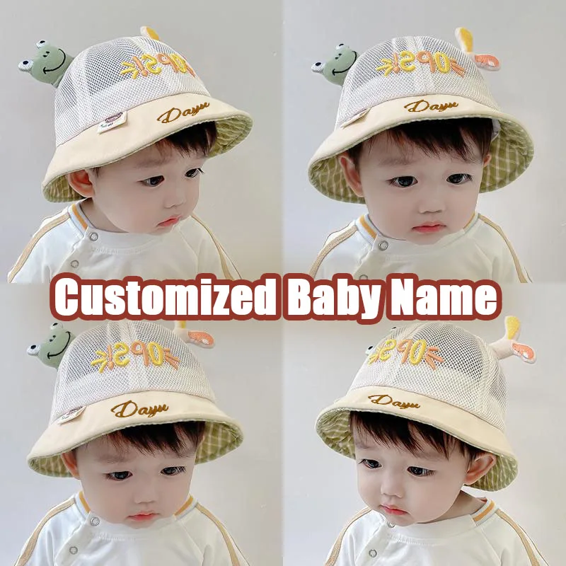 Personalized Baby Hat Name Thin Hat For Boy Breathable Cap Sun Hat Kids Girls Fisherman Hat Child New Born Hat With Custom Logo