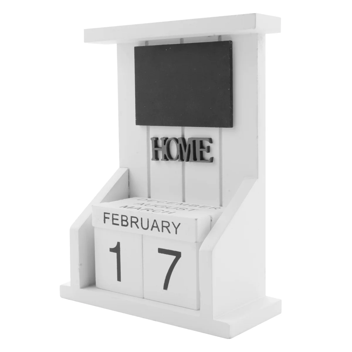 Wooden Desk Block Calendar-Perpetual Calendar Month Date Display Home Office Decoration (White)