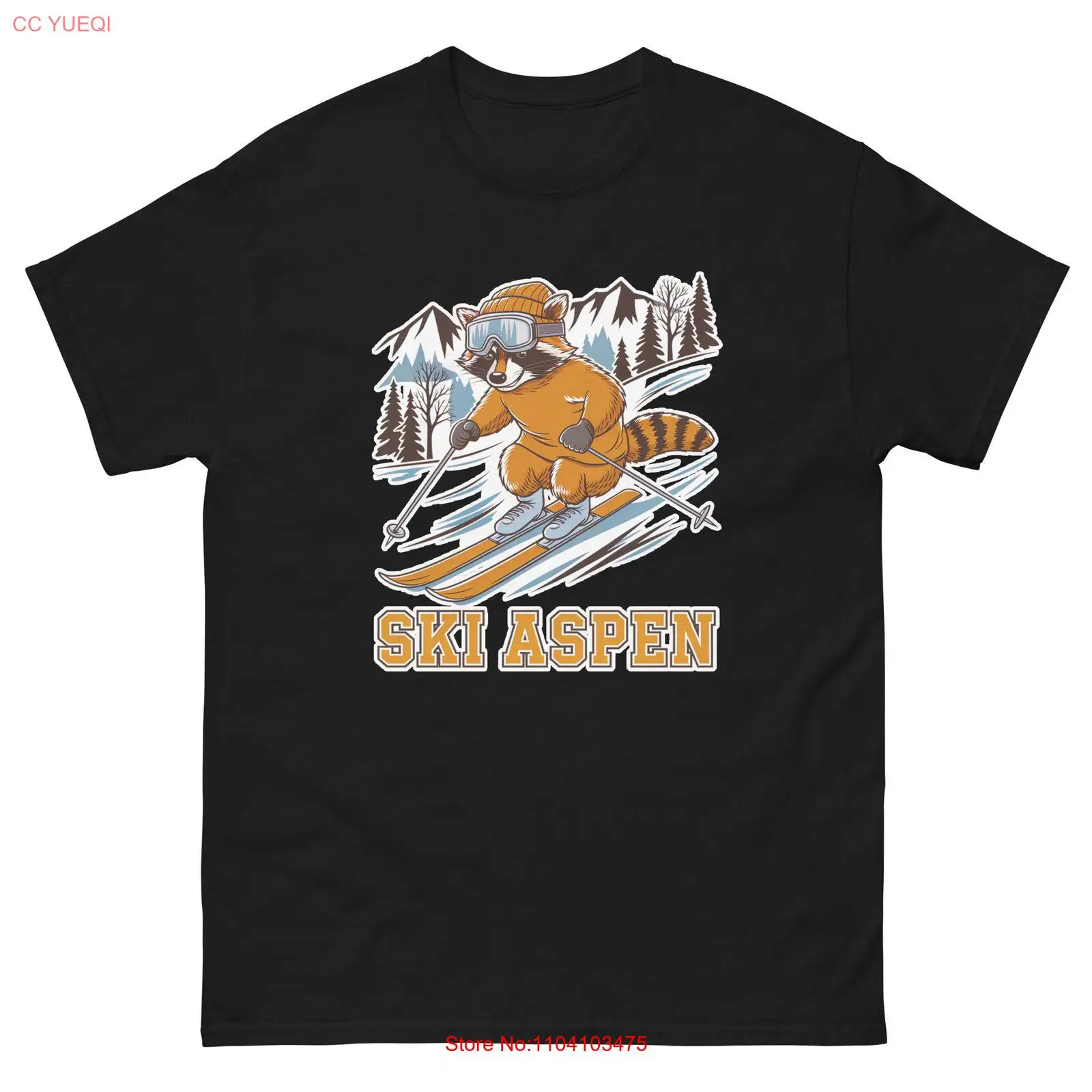 Ski Aspen Raccoon Skiing Skier Animal T-Shirt