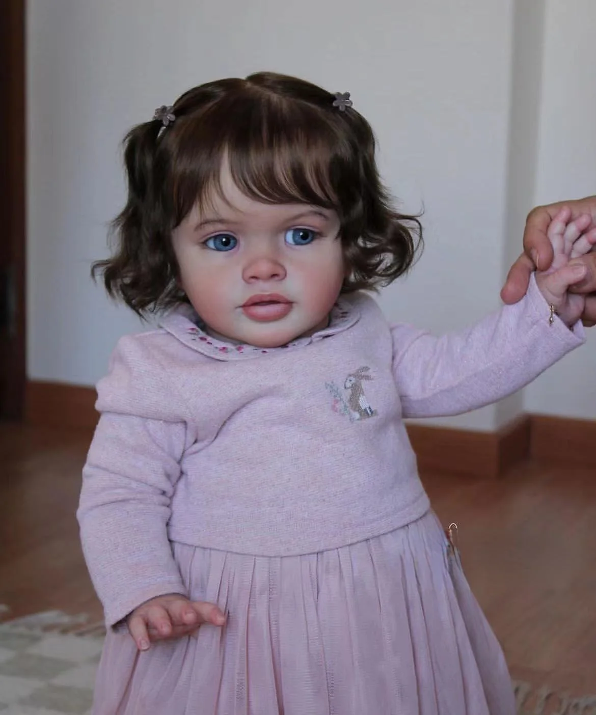 FBBD Customized Limited Supply 26inch Reborn Baby Doll Pippa Hand-Rooted Black Curly Hair Already Finished Doll Different Dress