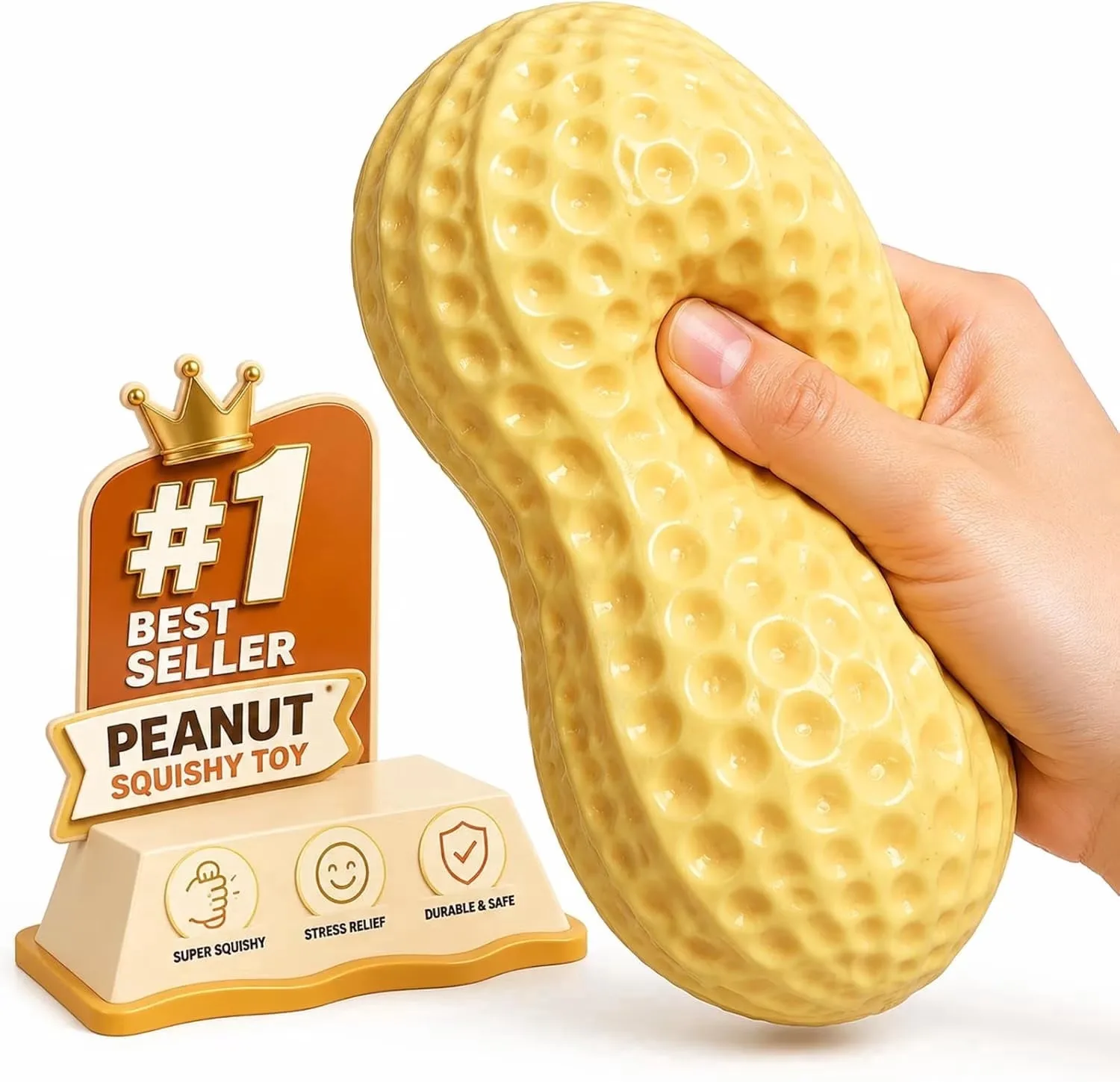 11cm Peanut Squishy Toy, Slow-Rising Soft Squeeze Stress Relief Ball, Buttery Soft ASMR Sensory Fidget Toy, Anti-Stress Toy