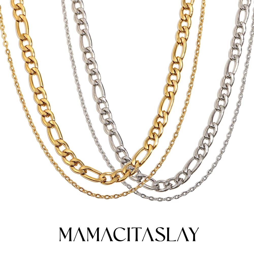 MamacitaSlay 316L Edelstahl Doppelschichtkette Halskette, Party Wasserdichter Schmuck Damen Einfache Elegante Schlüsselbeinkette