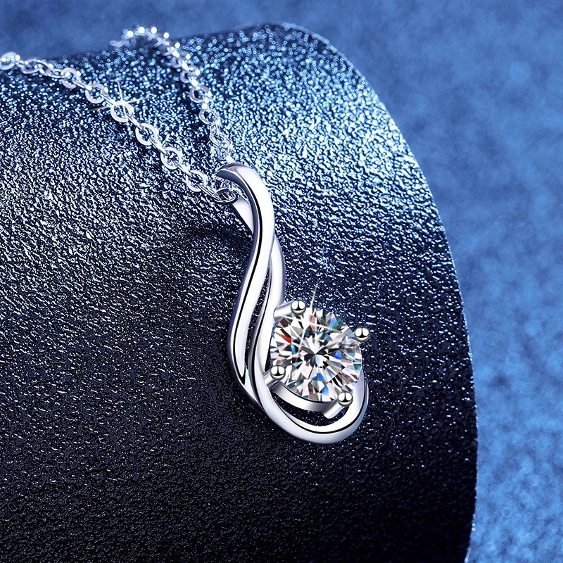 S925 Sterling Silver Infinite Music Note Teardrop Necklace 1ct Moissanite Korean Japanese Style Versatile Jewelry Gift for Women