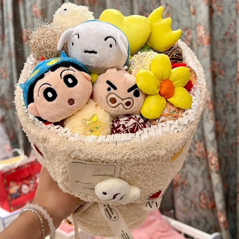 Crayon Shinchan Doll Bouquet Holiday Gift For Best Friend Cute Doll Valentine'S Day Surprise Gift For Girlfriend Room decoration