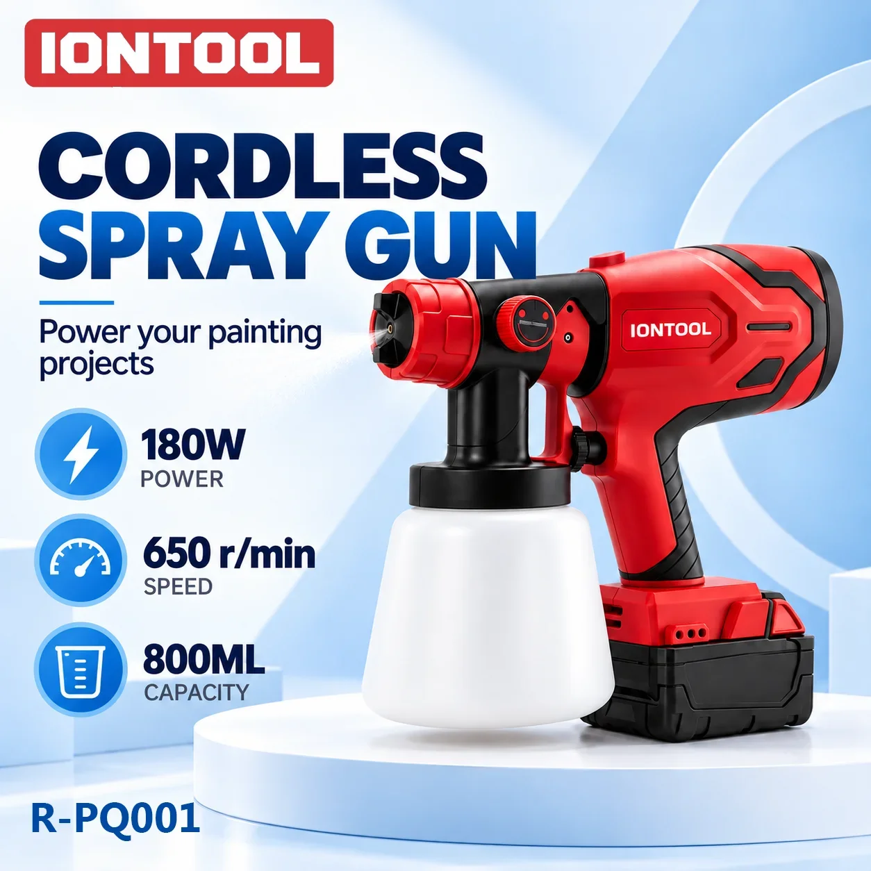 IONTOOL Brushless Red Cordless Spray Gun 800ml For Cabinet Door Painting and Drawer Front Coating and Table Top Glazing