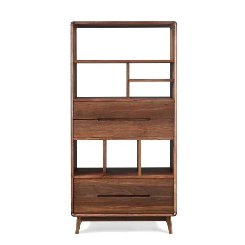 

Black Walnut Solid Wood Combined Bookcase Large Capacity Storage Cabinet Storage Cabinet Bookcase Clothes Closet Simple