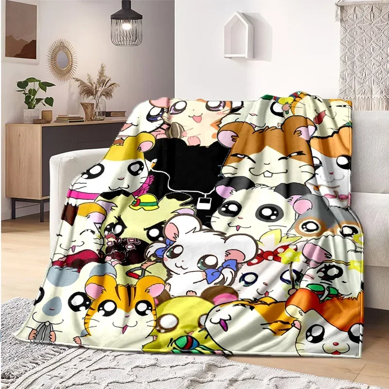 3D Print Kawaii Mouse blanket cartoon Hamtaro soft household blanket Children's thin sofa bed sheet warm blanket for all season