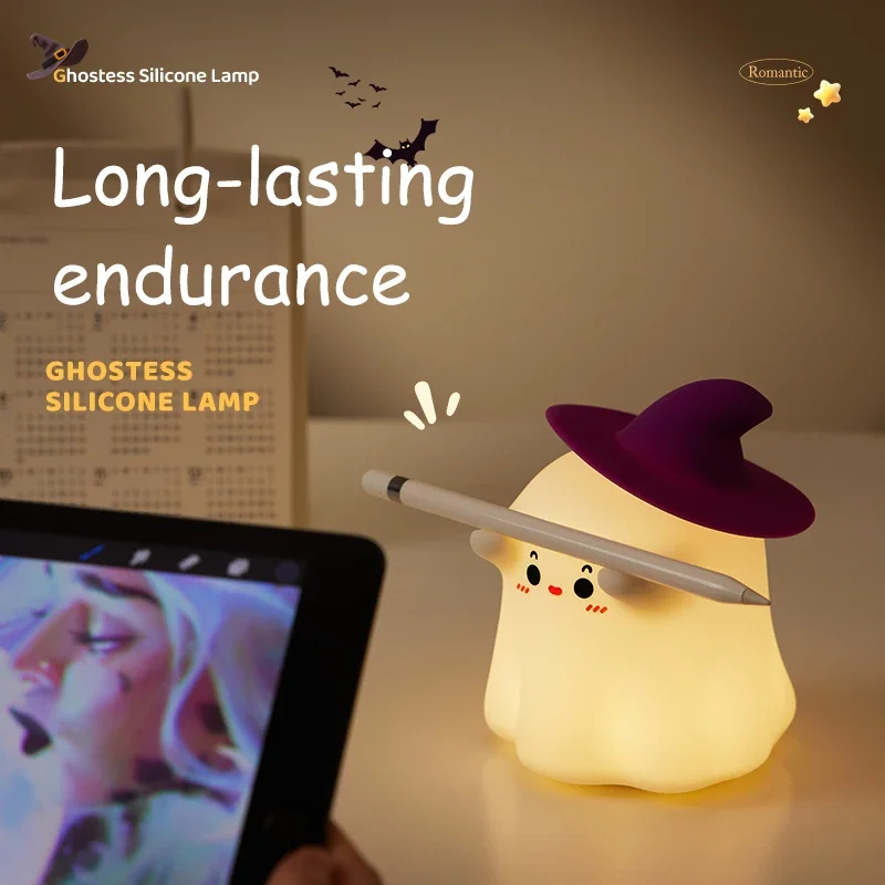 LED Night Light Cartoon Silicone Lamp for Kid Adult Touch Sensor Timing USB Rechargeable for Birthday Xmas Halloween Gift