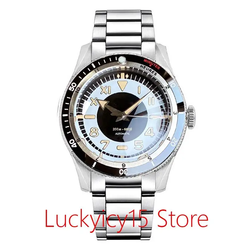 Tandorio Mens Watches Dome Sapphire Crystal Roman Numbers 120 Clicks Bezel Miyota 8215 Movement Silicone Strap Watches for Man