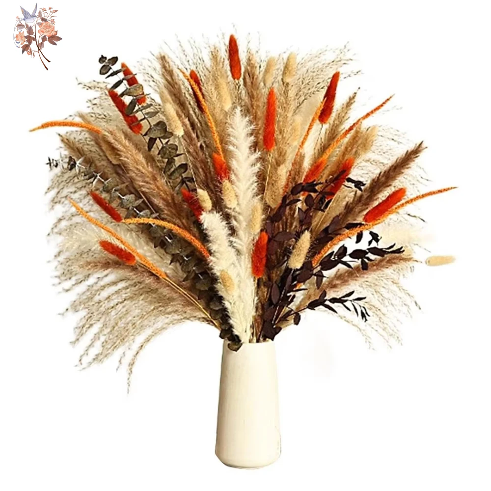 

89Pcs Dried Flower Pampas Tail Grass Bouquet Autumn Boho Home Accessories Vase Decoration Wedding Party Outdoor Garden Decor