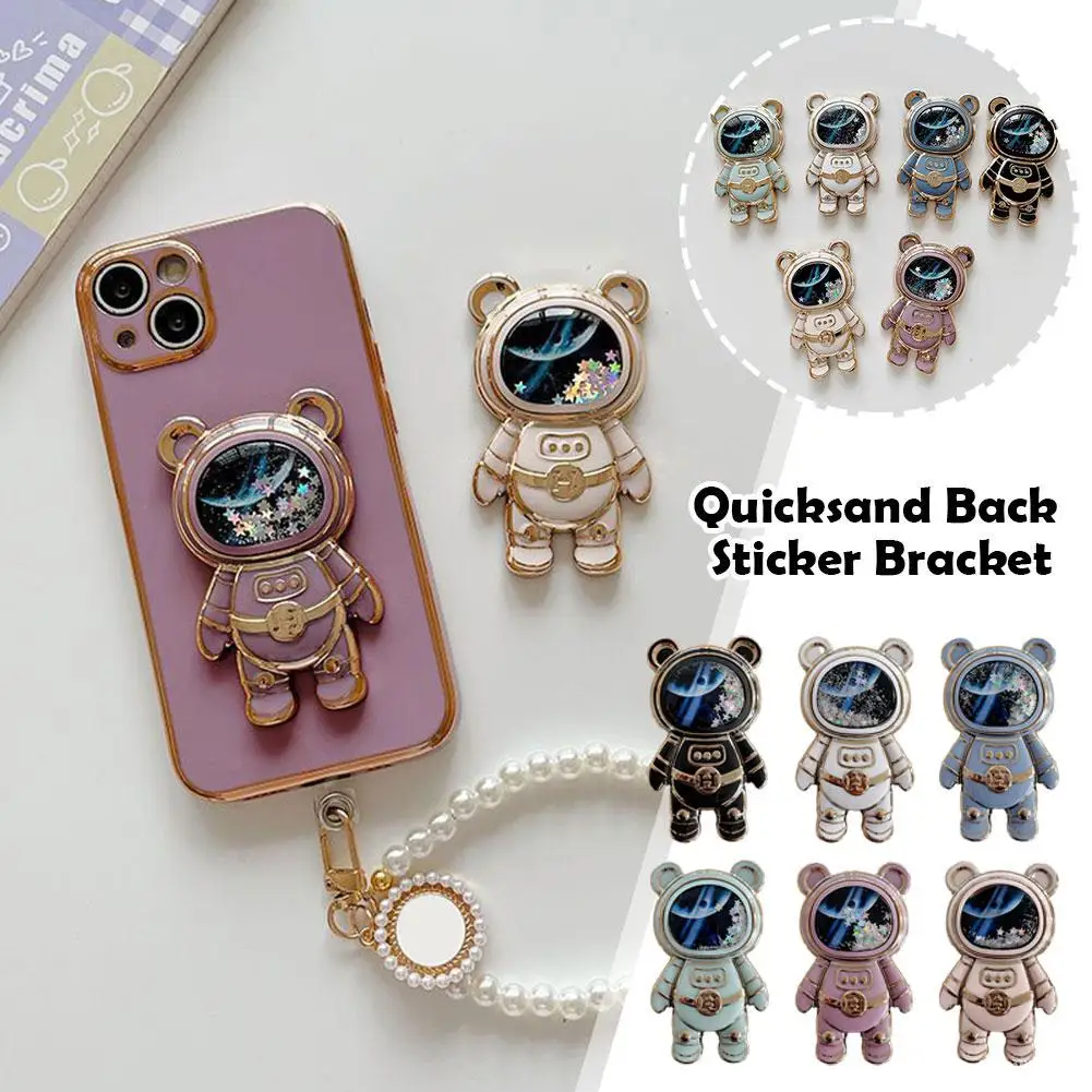 Shiny Glitter Quicksand Bear Phone Bracket Case For Xiaomi Note 11 11S 12 12C 10C 10A 9A 9C POCO X5 X3 Pro Plating Cover W8S9