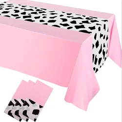 1pc, Denim Tablecloth, Cow Table Runner, Rectangle Tablecloth, Birthday Party Decorations(Pink Elegant Pattern)