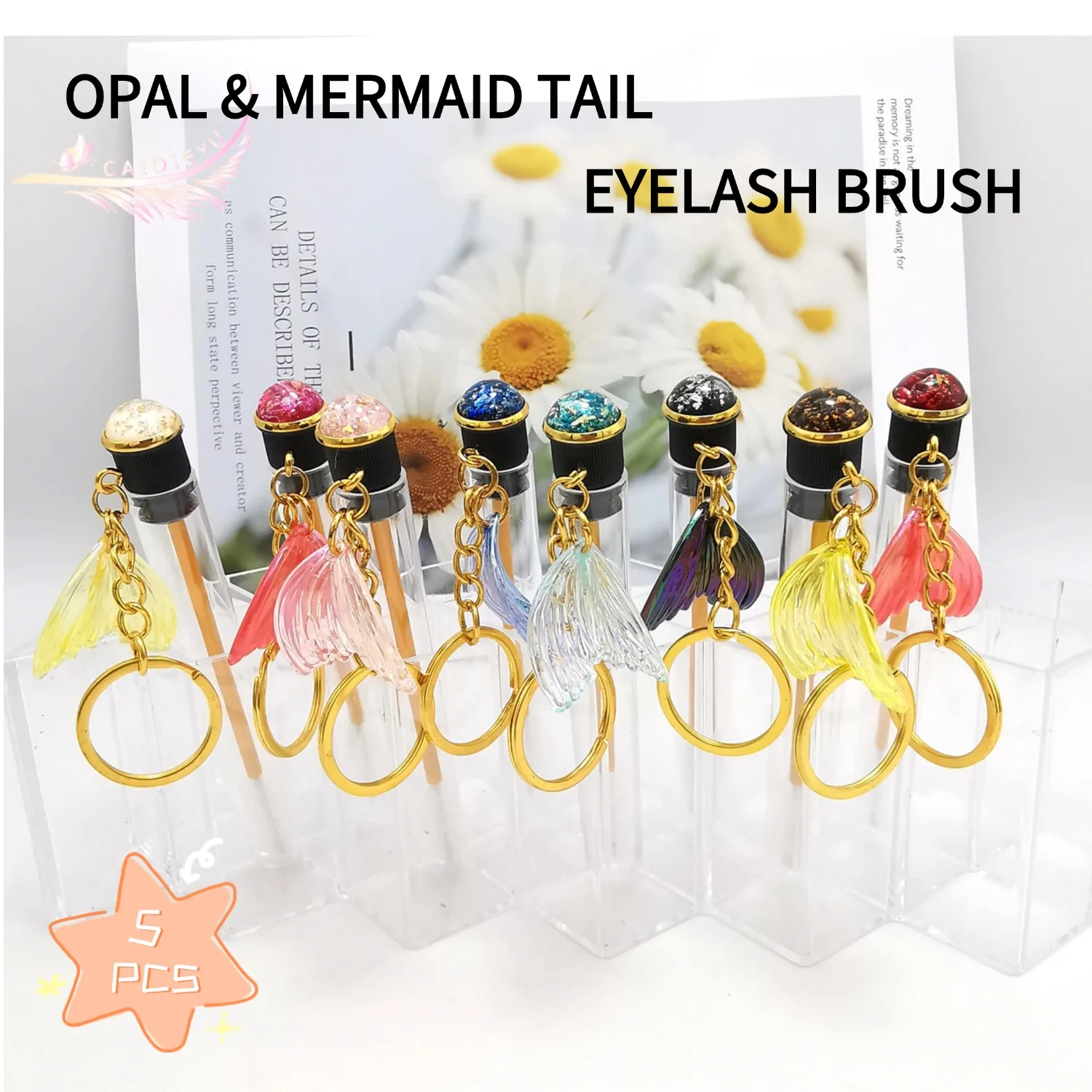 Opal Stone Mermaid Tail Tube Eyelash Brush