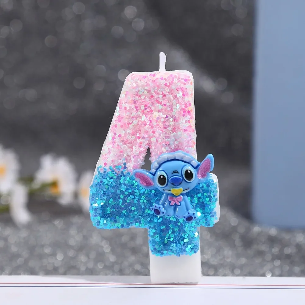 2026 أنيمي ليلو وستيتش 0-9 عدد شمعة لطيف ثلاثية الأبعاد Kawaii غرزة شخصية كرتونية كعكة حفلة المكونات في كعكة عيد ميلاد الديكور