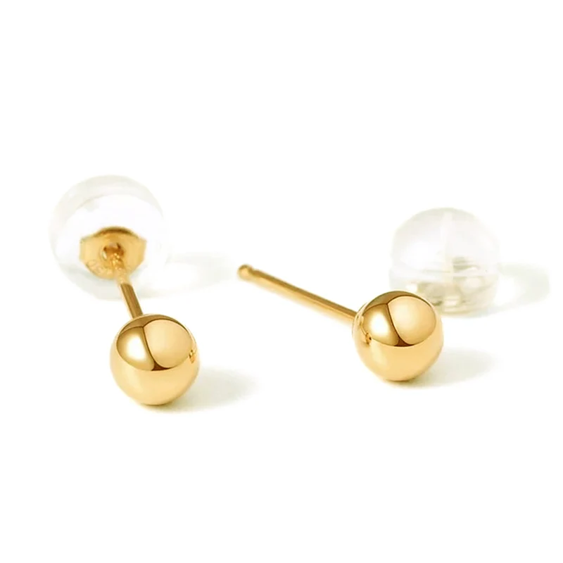 

Pure Real 18K Au750 Gold Beads Stud Earring High Quality Luster Smooth Ball Earrings Size 3mm to 6mmfor Womens Man Girls