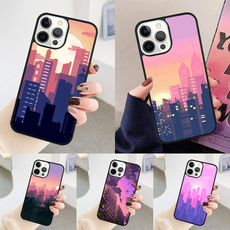 Cartoon City Lable phone case Cover For iPhone 14 15 16 Pro Max SE 2020 coque For apple 11 12 13 Pro Max Mini 7 8 Plus